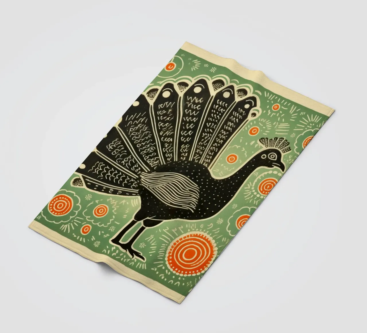 Green Turkey 3 fleece blanket by Minimal Animal Art