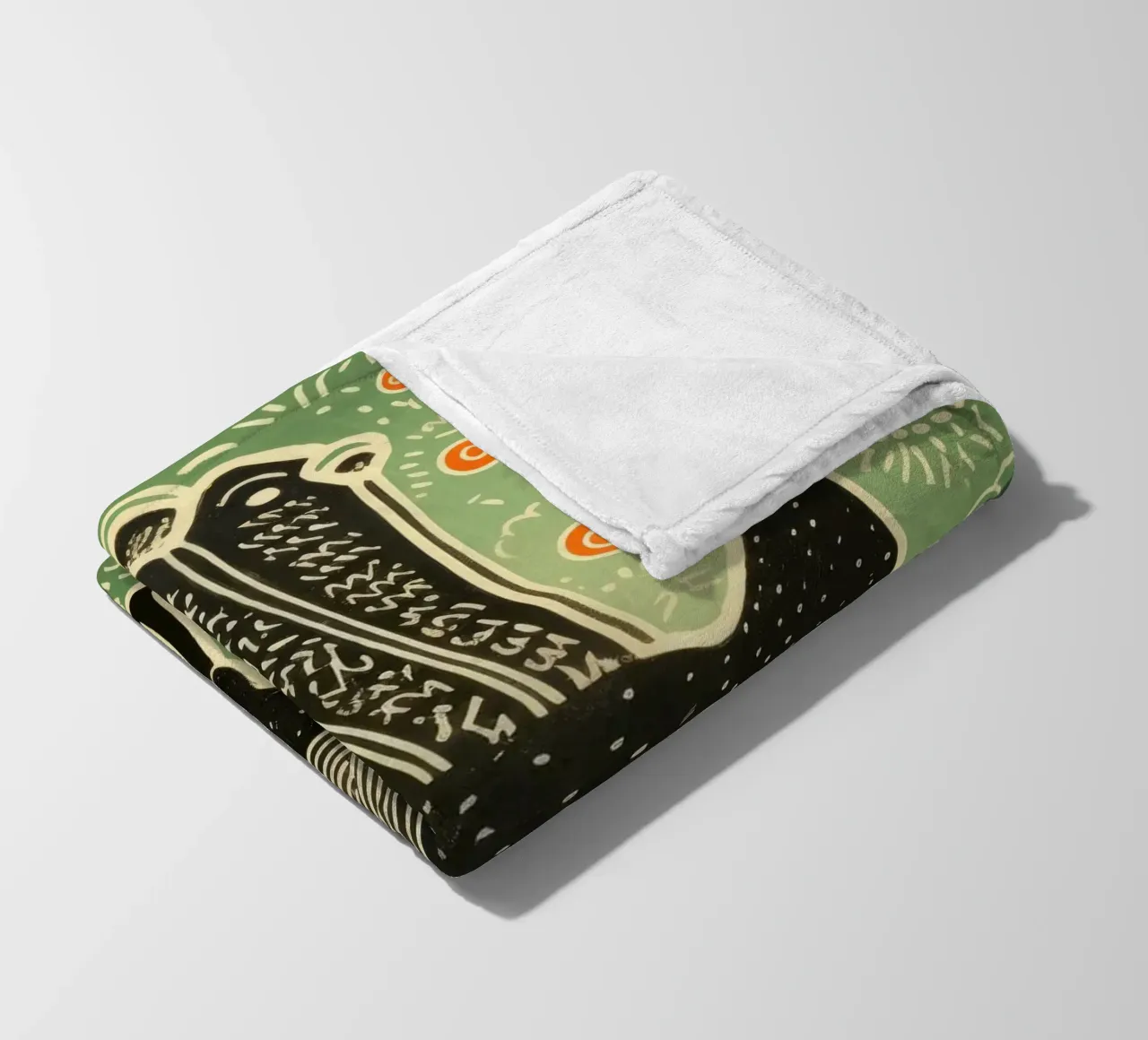 Green Turkey 3 fleece blanket by Minimal Animal Art