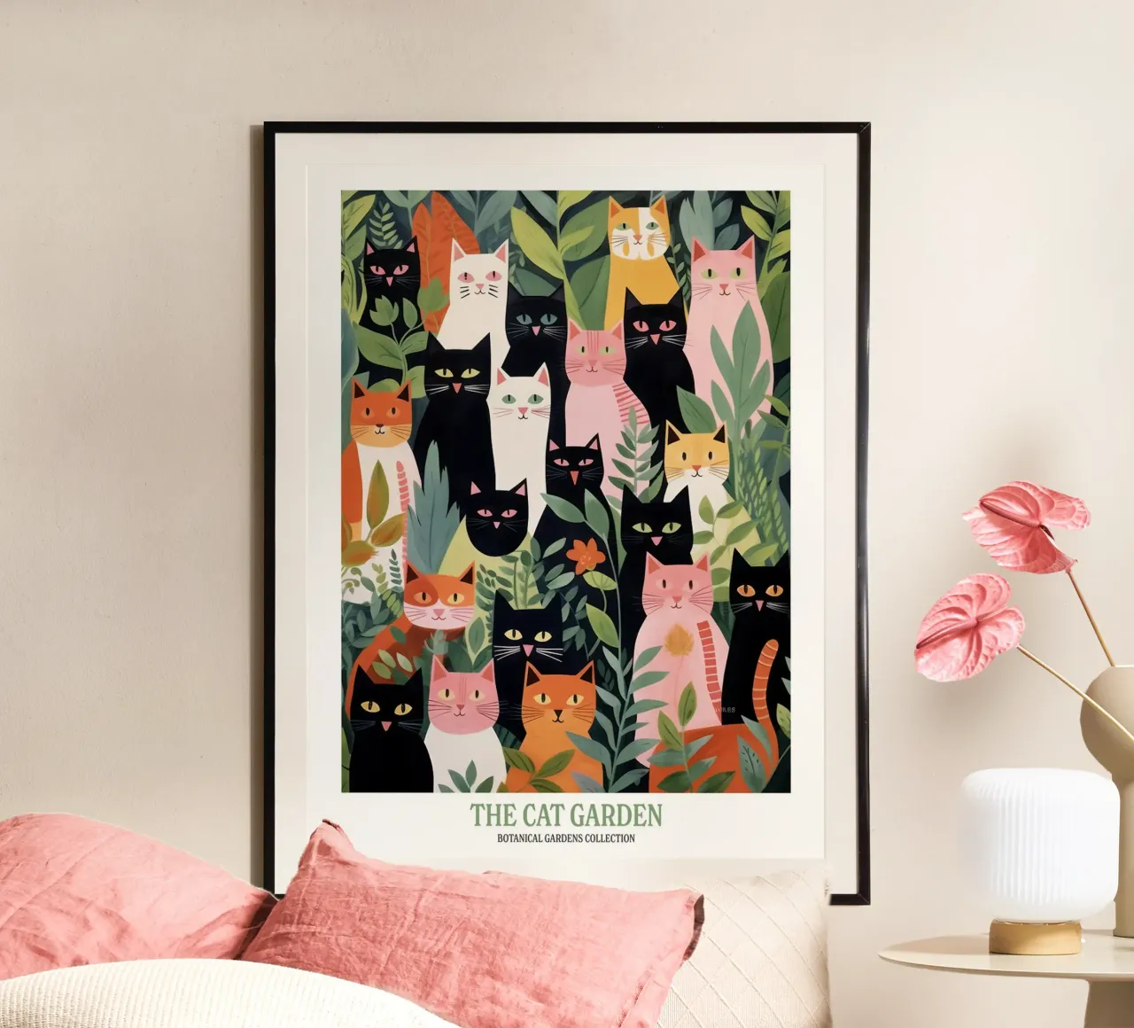 Il giardino dei gatti Fiori botanici 3 carta hahnemühle da Peaches Art Prints