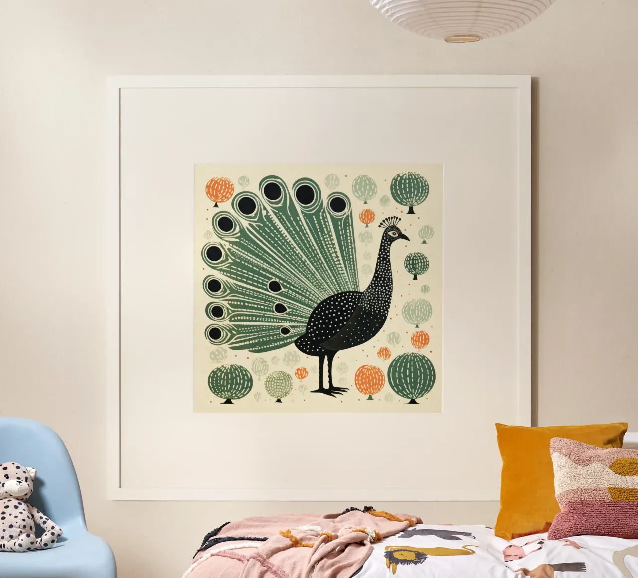 Tacchino verde 4 poster con telaio in legno da Minimal Animal Art