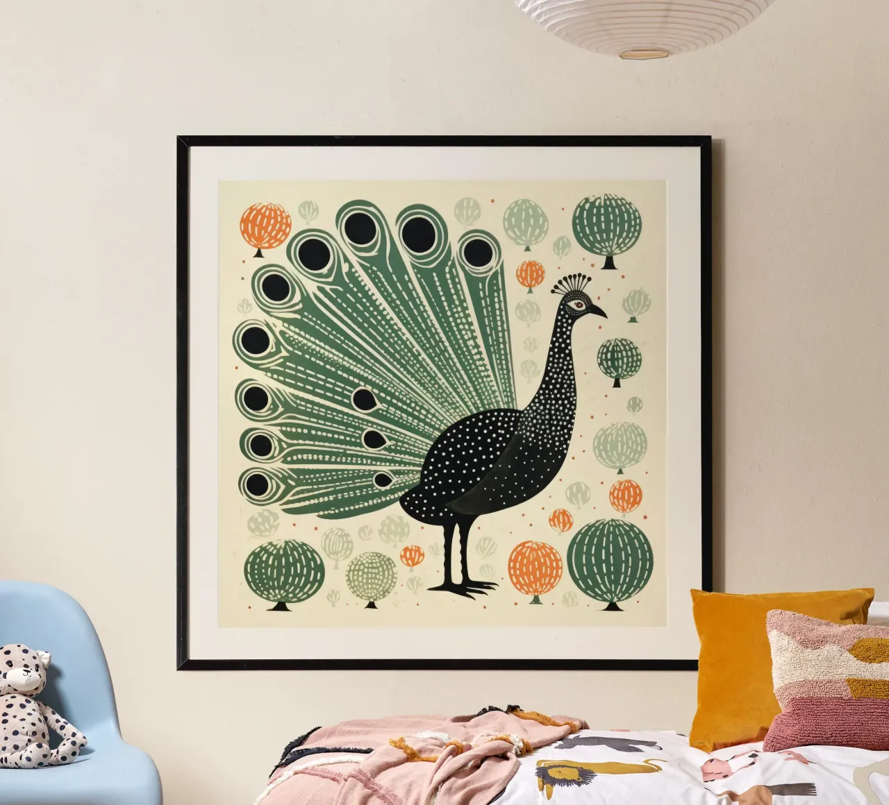 Tacchino verde 4 poster con telaio in legno da Minimal Animal Art