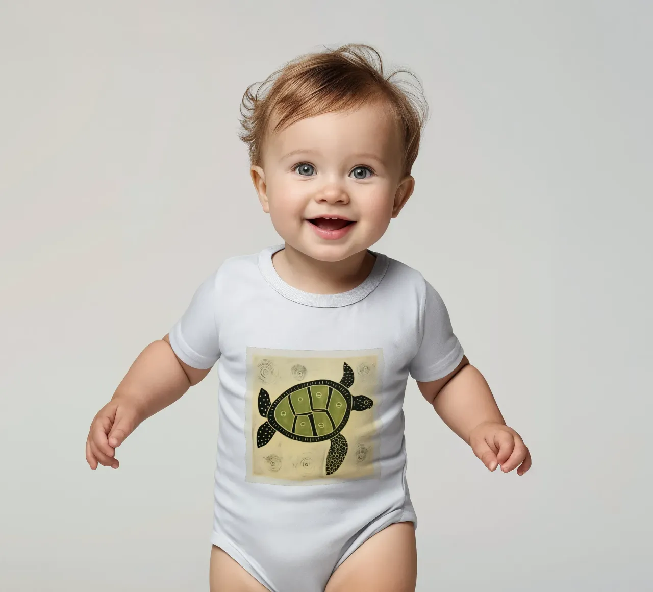 Grüne Schildkröte 2 Kurzarm Babybody von Minimal Animal Art