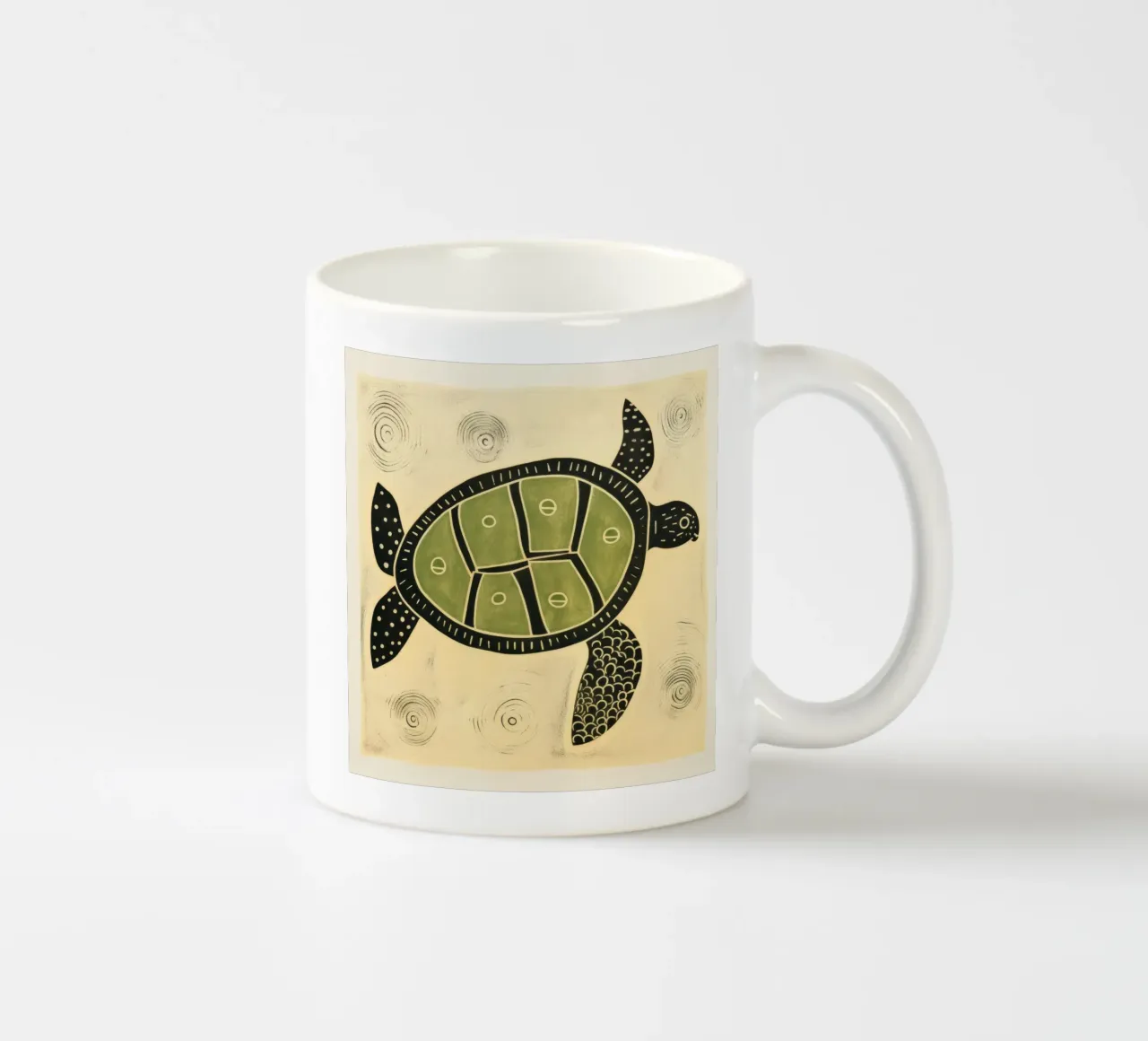 Tartaruga verde 2 tazza in ceramica da Minimal Animal Art