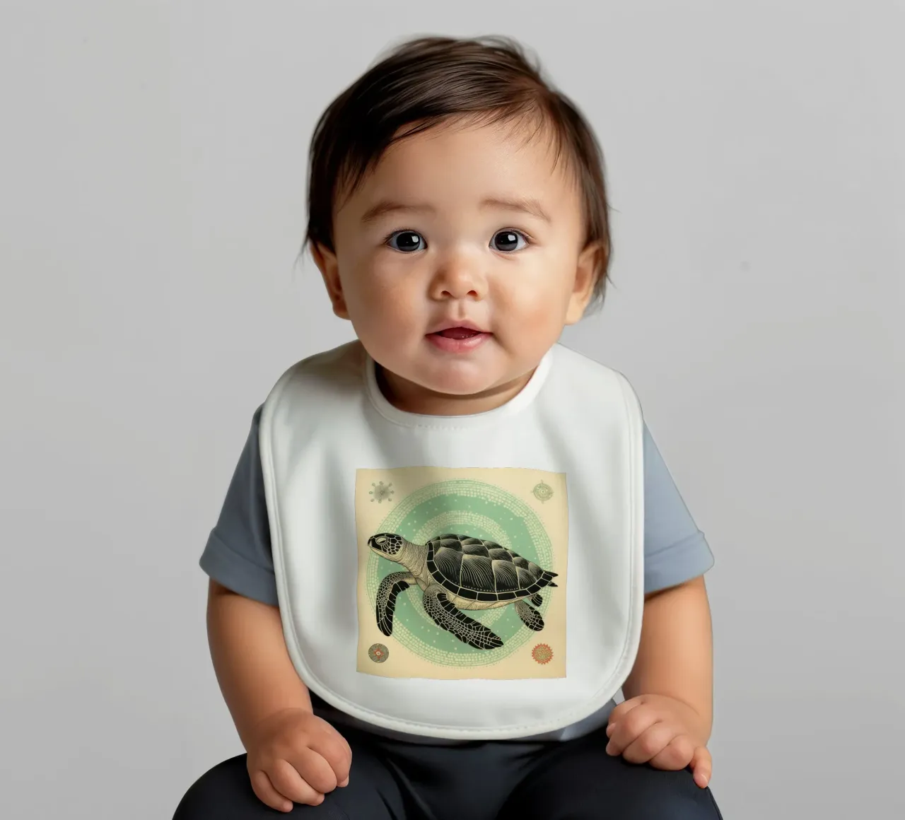 Green Turtle bavaglino da Minimal Animal Art