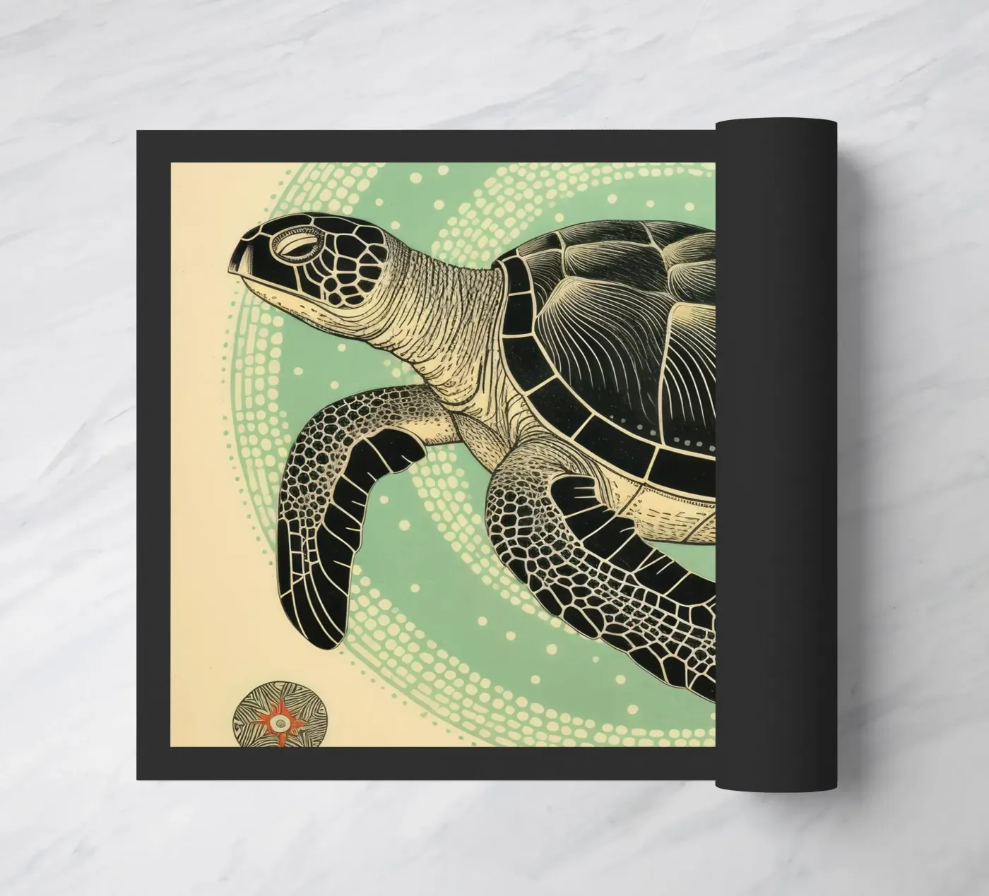 Green Turtle doormat by Minimal Animal Art