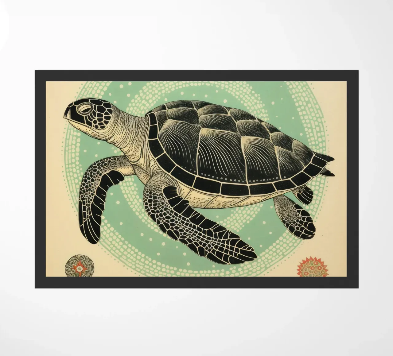 Green Turtle doormat by Minimal Animal Art