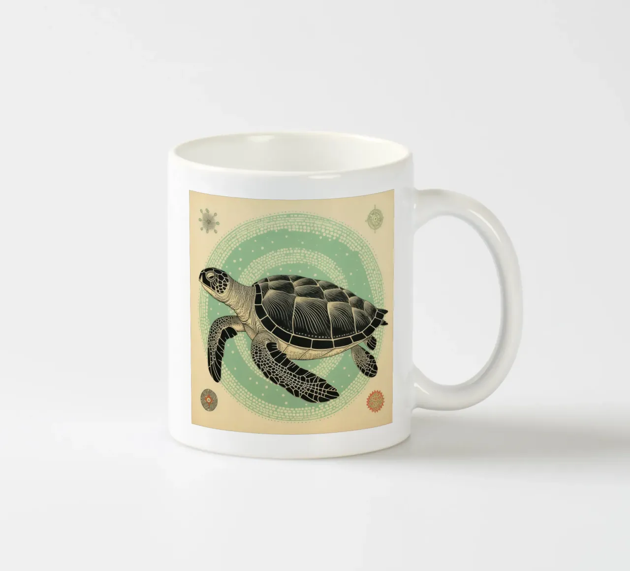 Tartaruga verde 3 tazza in ceramica da Minimal Animal Art