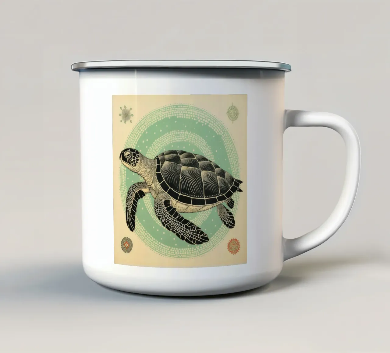 Tartaruga verde 3 tazza in smalto da Minimal Animal Art
