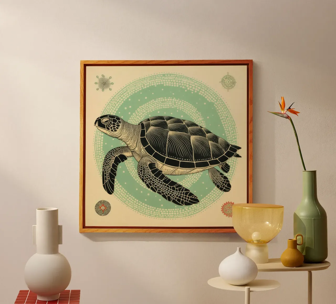 Grüne Schildkröte Acryl-Glas von Minimal Animal Art