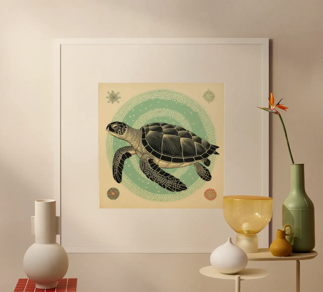 Green Turtle poster by Minimal Animal Art