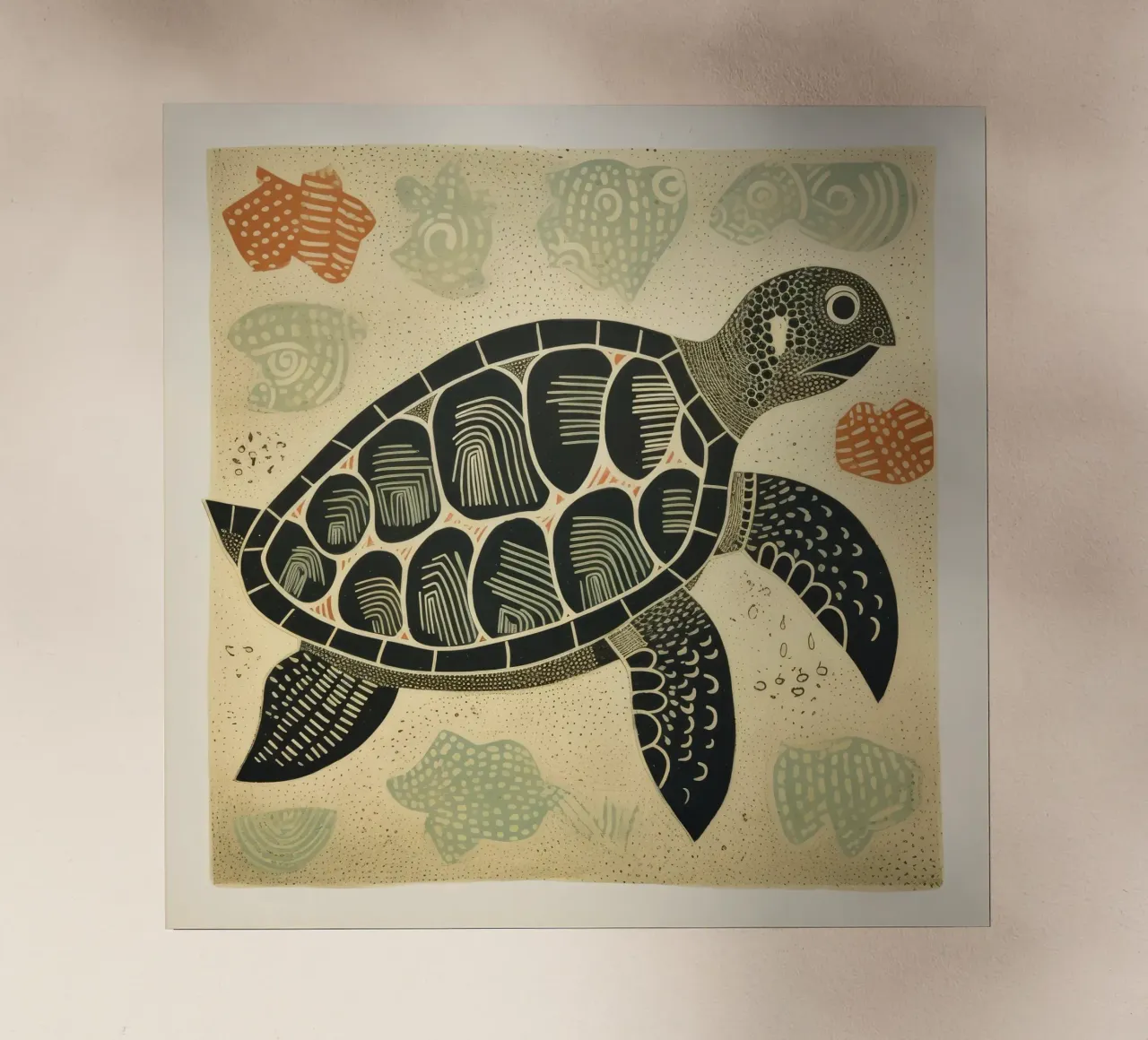 Tartaruga verde 4 pellicola backlit da Minimal Animal Art