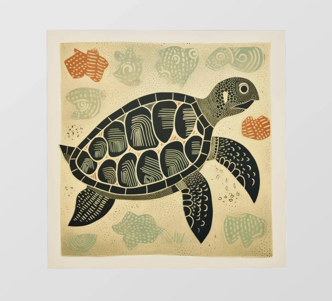 Green Turtle pellicola backlit da Minimal Animal Art