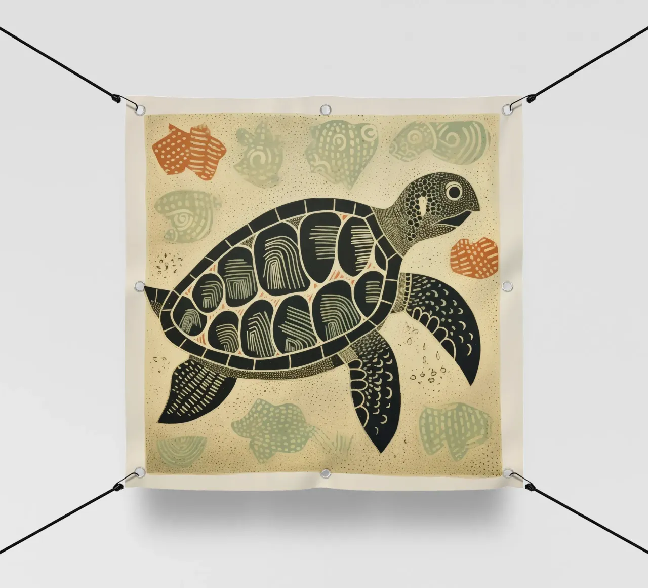 Tortuga Verde 4 lonas publicitarias de Minimal Animal Art