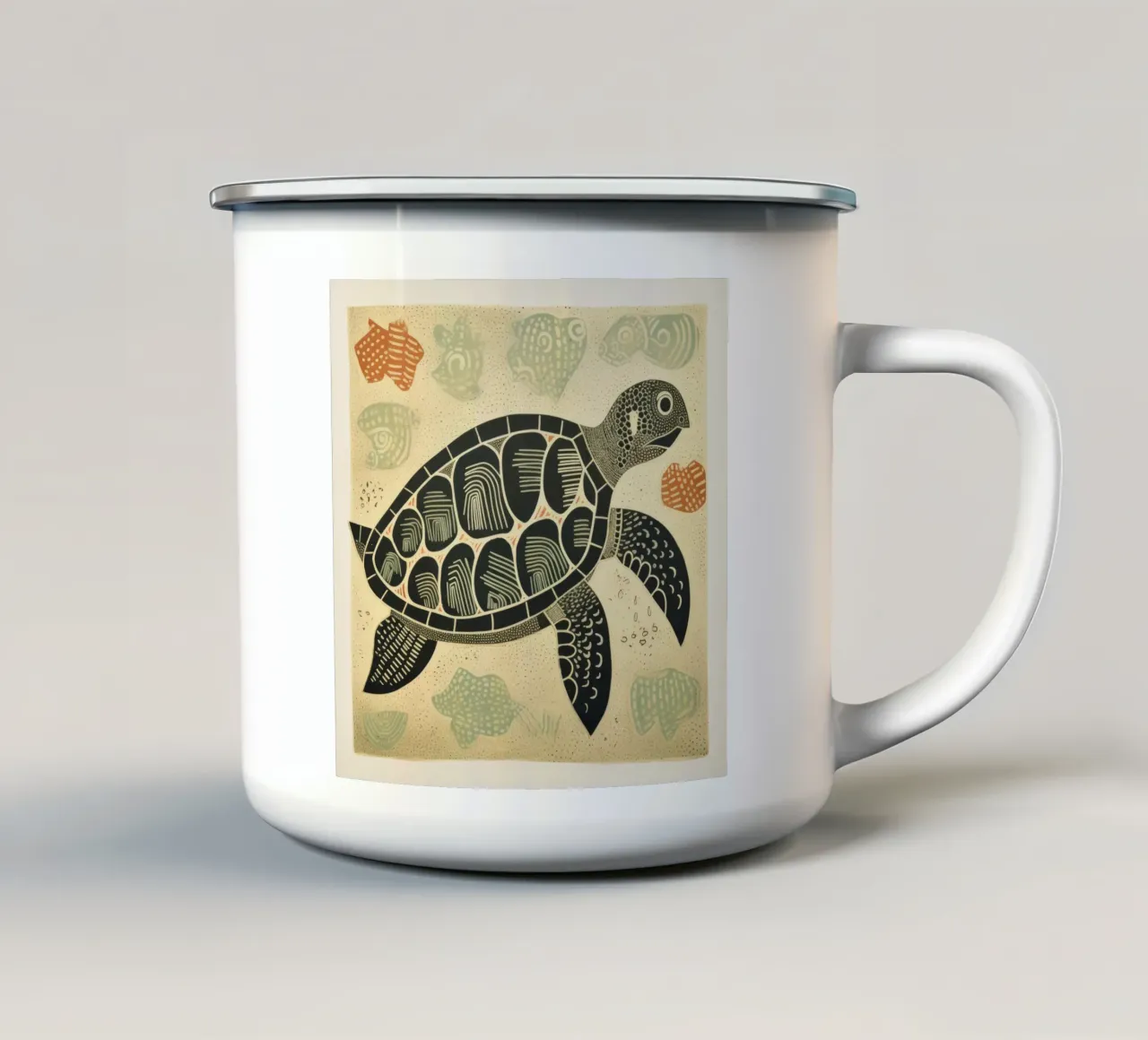 Tartaruga verde 4 tazza in smalto da Minimal Animal Art