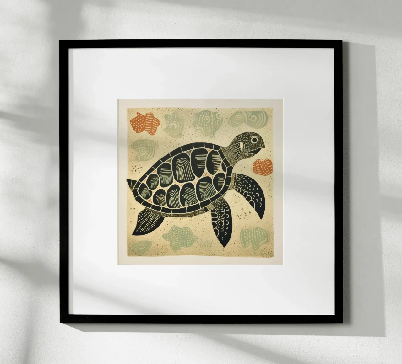 Tartaruga verde 4 poster con telaio in alluminio da Minimal Animal Art