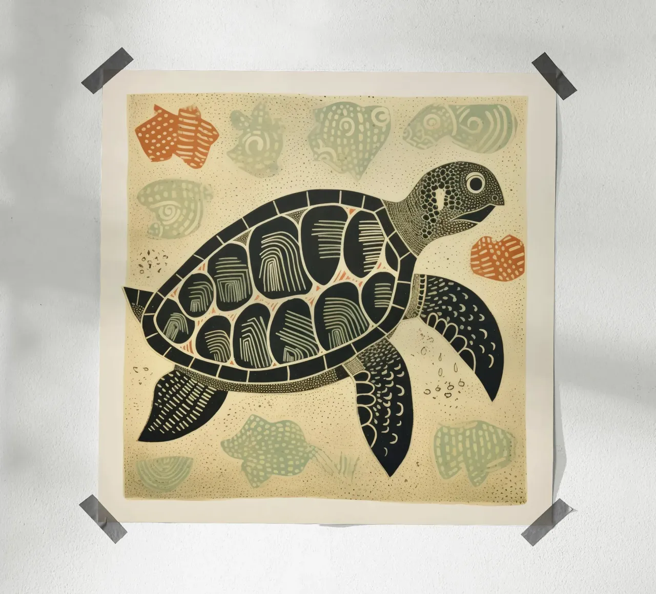 Green Turtle poster by Minimal Animal Art