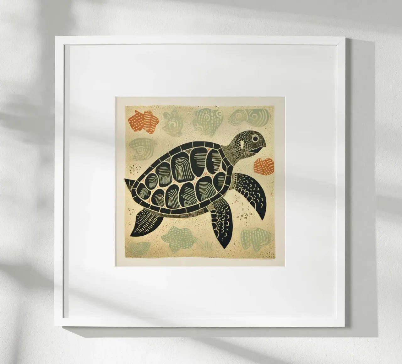 Tartaruga verde 4 poster con telaio in alluminio da Minimal Animal Art
