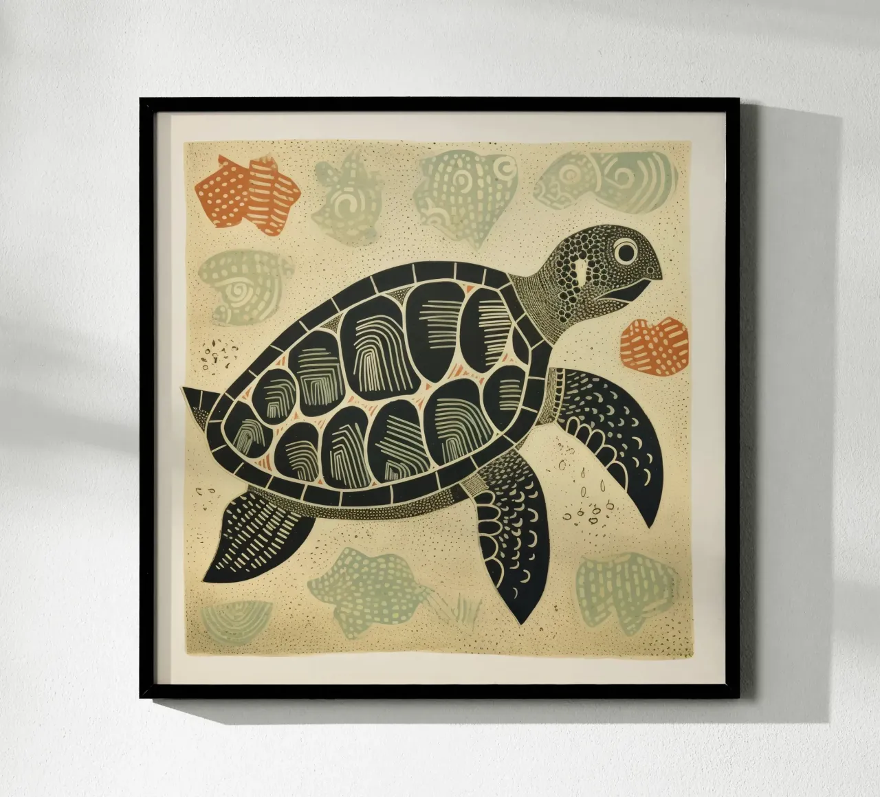 Tartaruga verde 4 poster con telaio in alluminio da Minimal Animal Art