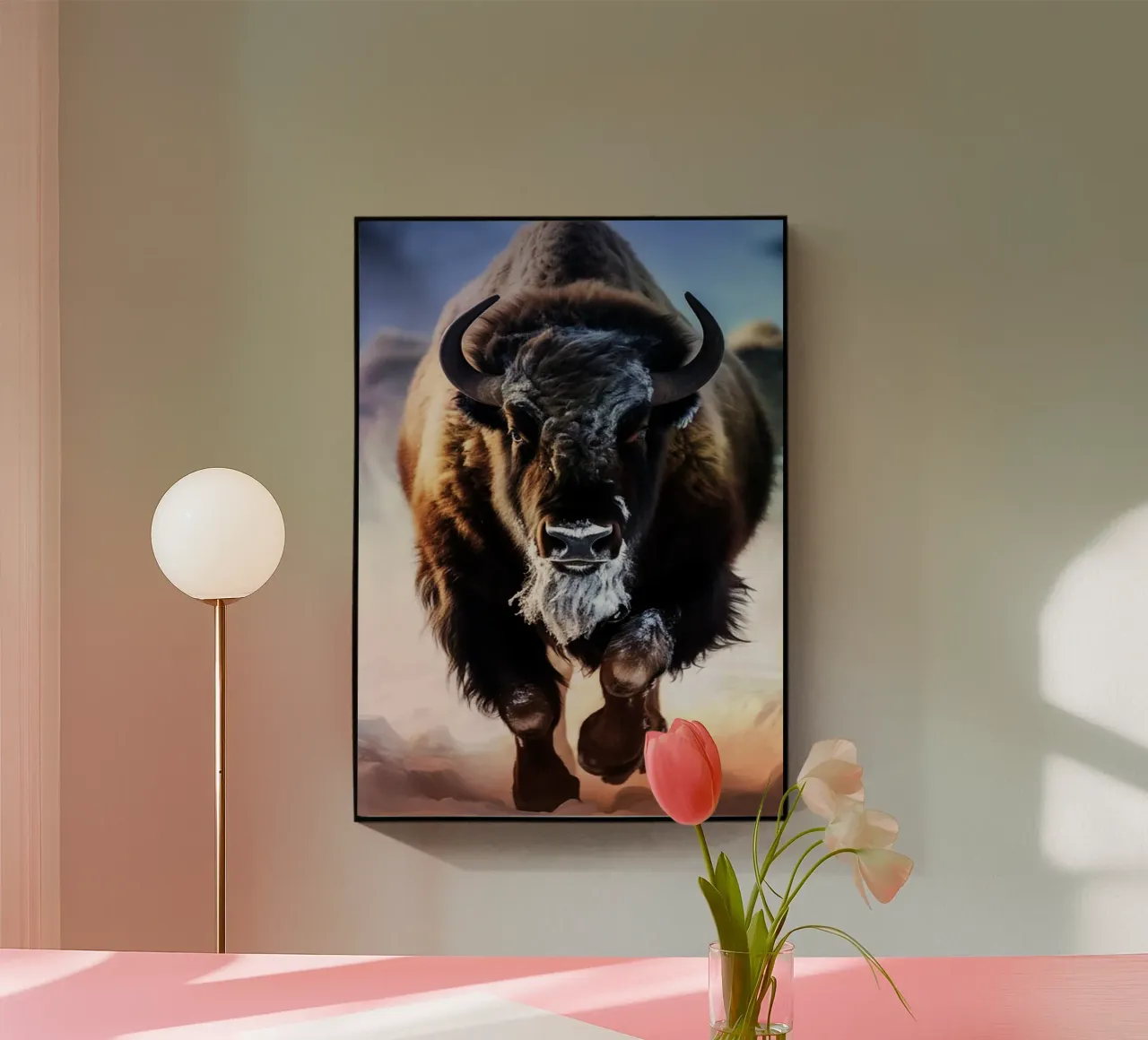 Bisonte acquerellato plexiglass da kaiyaraiya