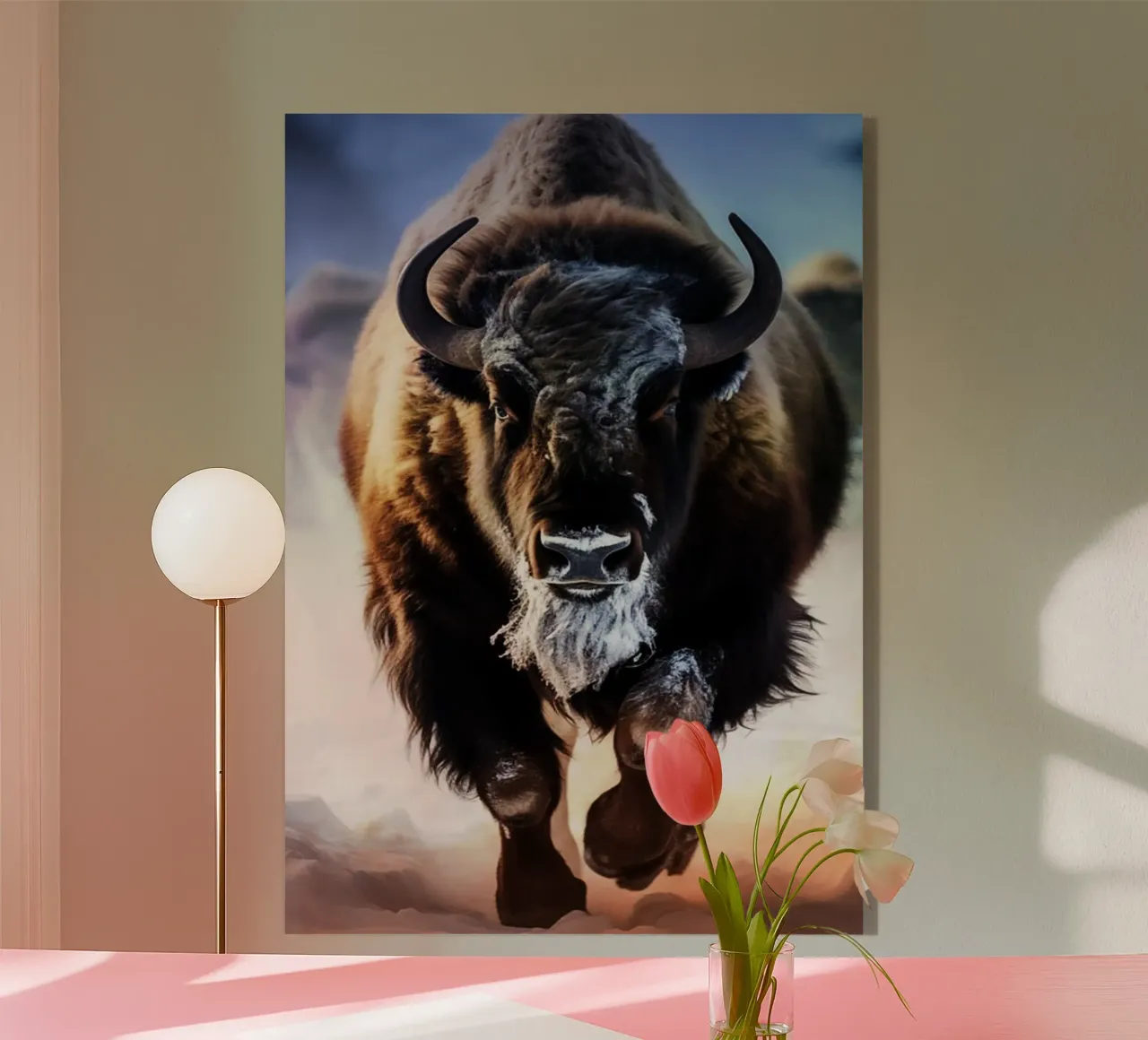 Bisonte acquerellato plexiglass da kaiyaraiya