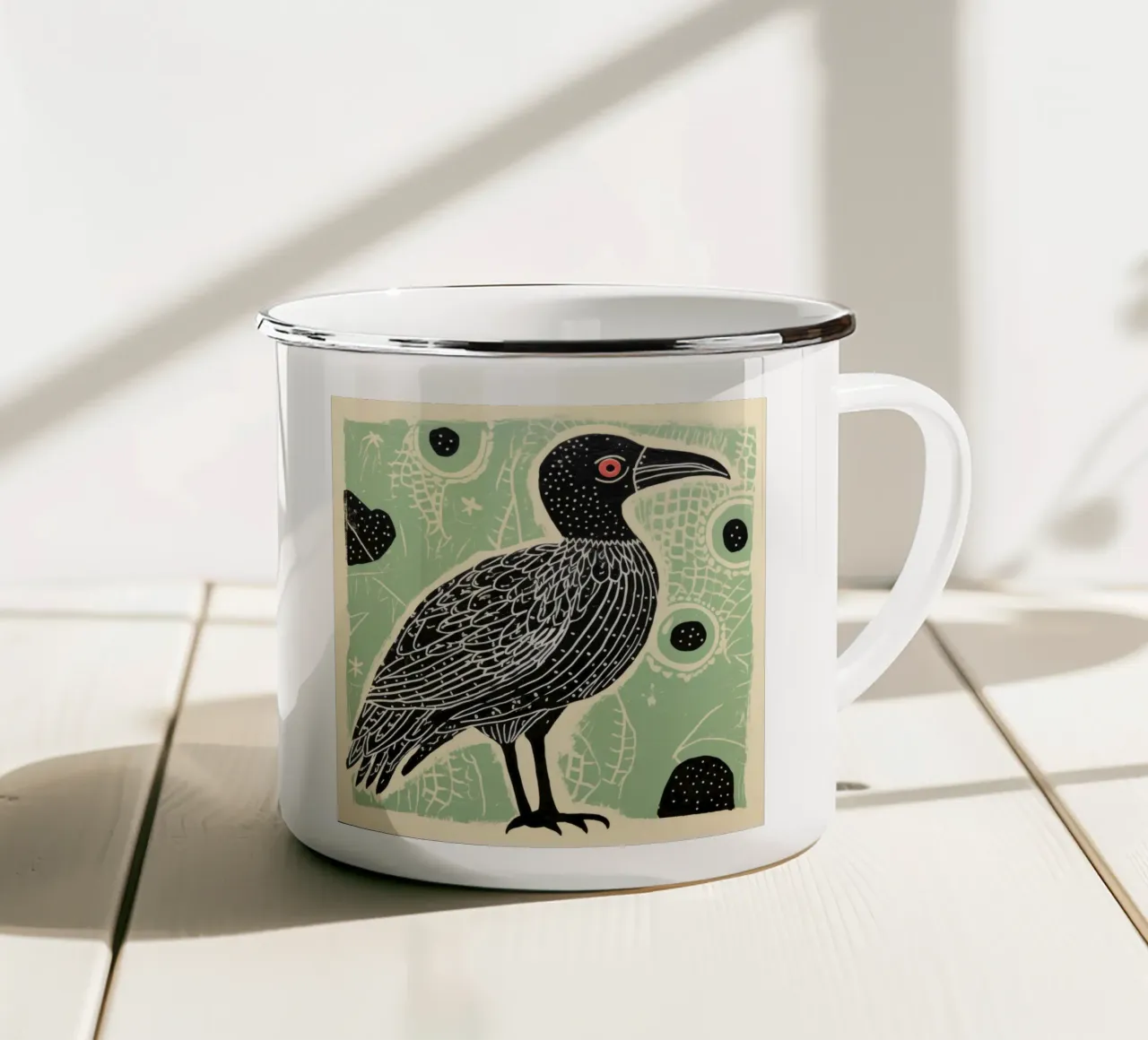 Avvoltoio verde 1 tazza in smalto da Minimal Animal Art