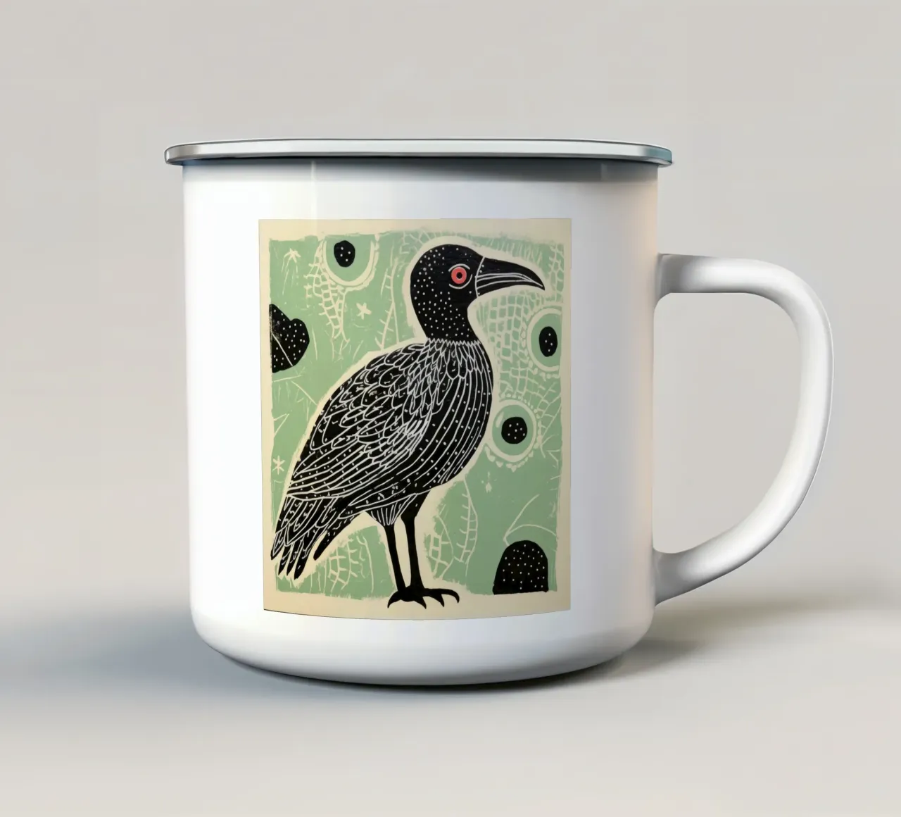 Avvoltoio verde 1 tazza in smalto da Minimal Animal Art