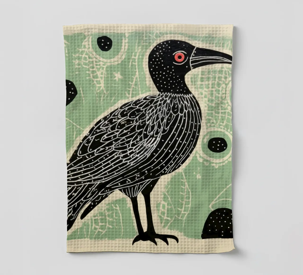 Vautour vert 1 torchon de Minimal Animal Art