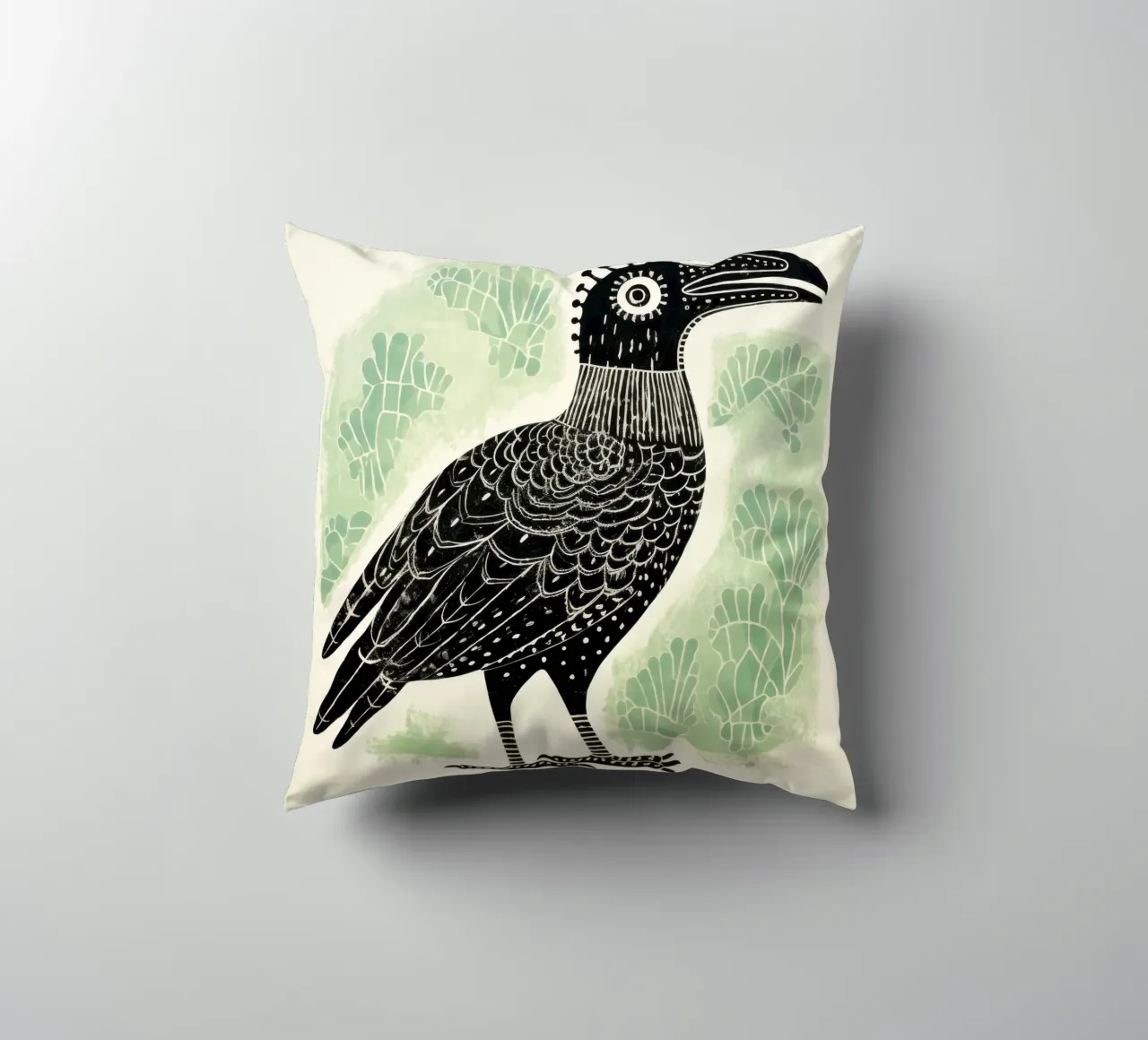Avvoltoio verde 3 cuscino da Minimal Animal Art