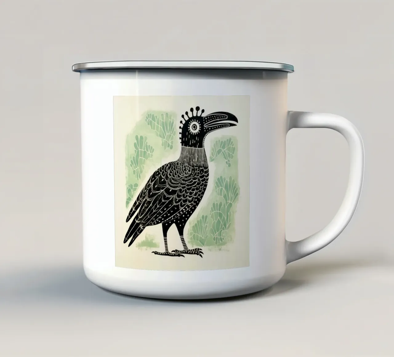 Avvoltoio verde 3 tazza in smalto da Minimal Animal Art