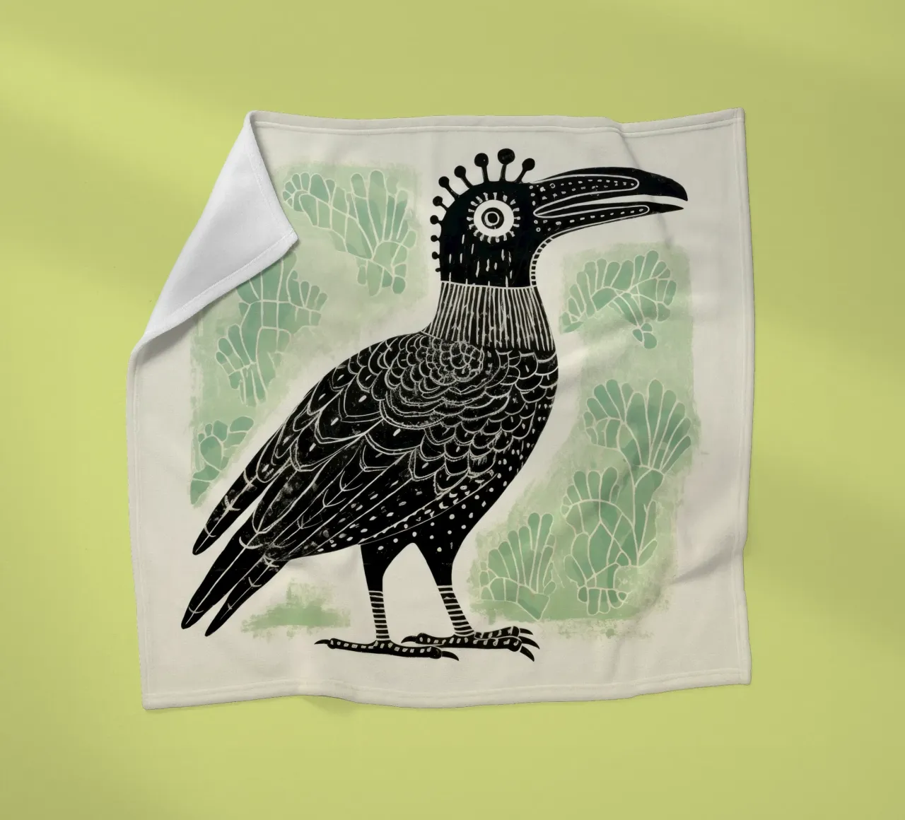 Avvoltoio verde 3 coperta in pile da Minimal Animal Art