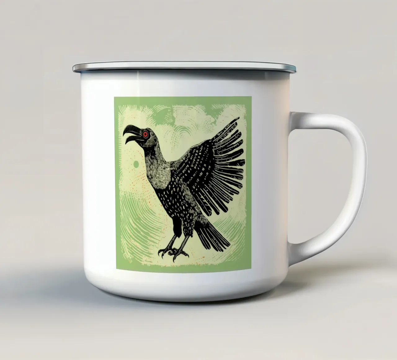 Avvoltoio verde 4 tazza in smalto da Minimal Animal Art