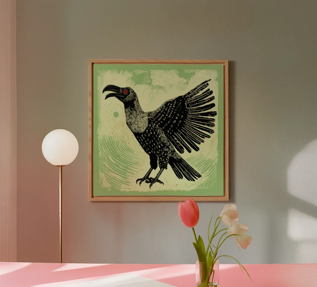 Avvoltoio verde 4 alluminio dibond da Minimal Animal Art
