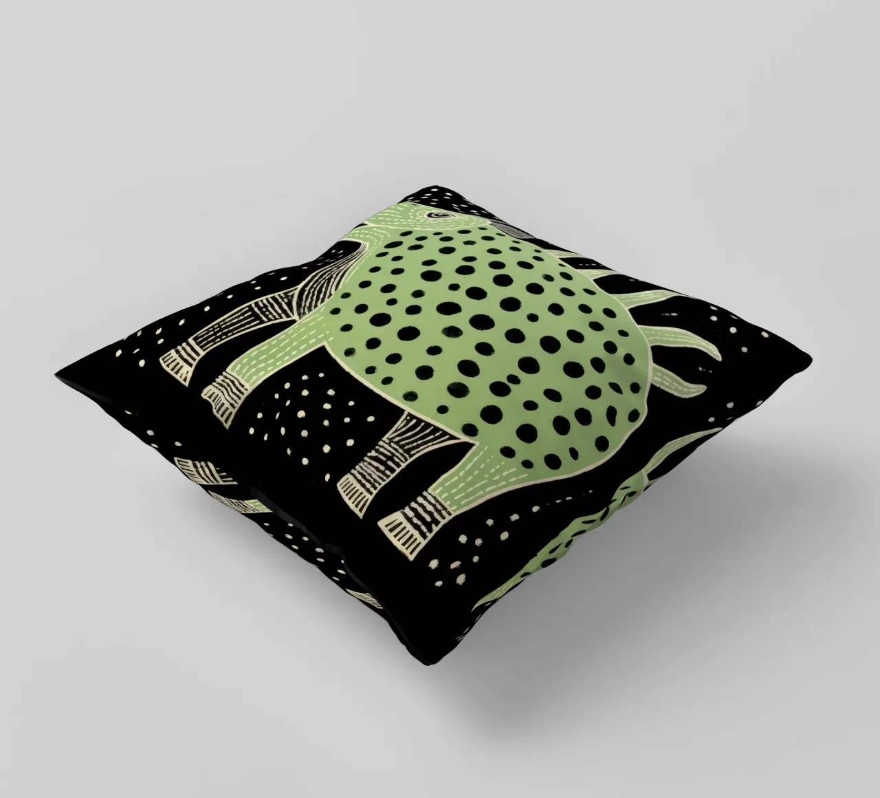 Facocero verde 1 cuscino da Minimal Animal Art