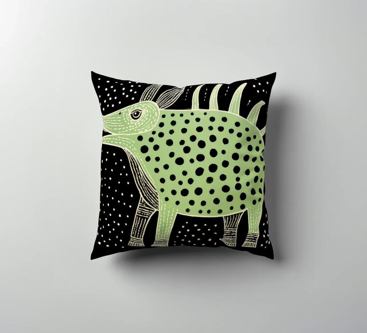 Facocero verde 1 cuscino da Minimal Animal Art