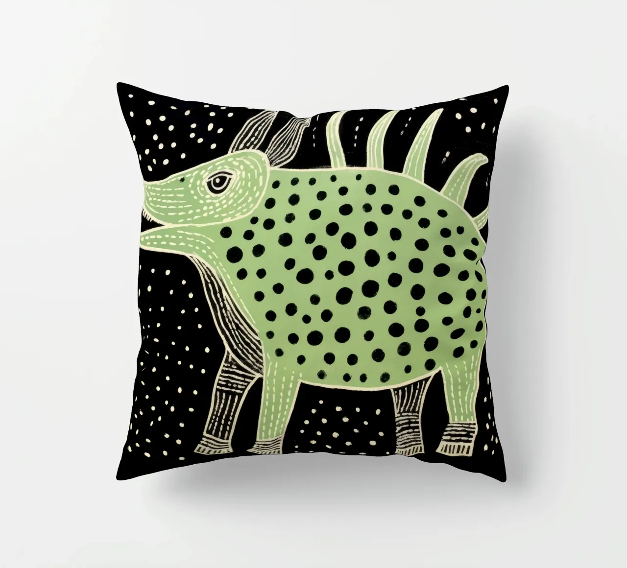 Facocero verde 1 cuscino da Minimal Animal Art