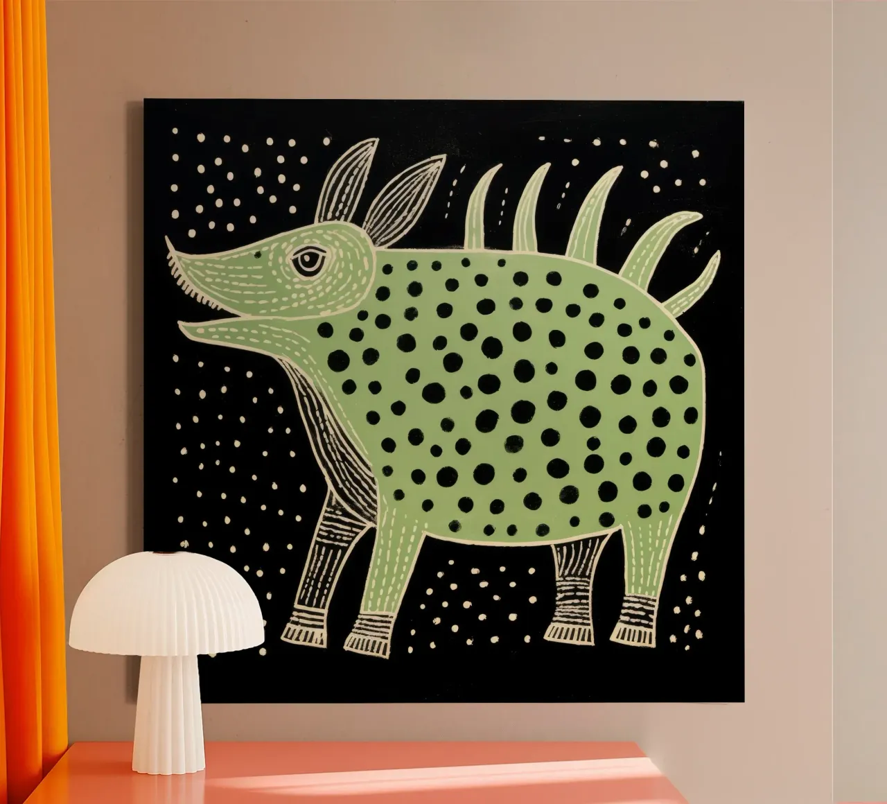 Green Warthog 1 canvas by Minimal Animal Art
