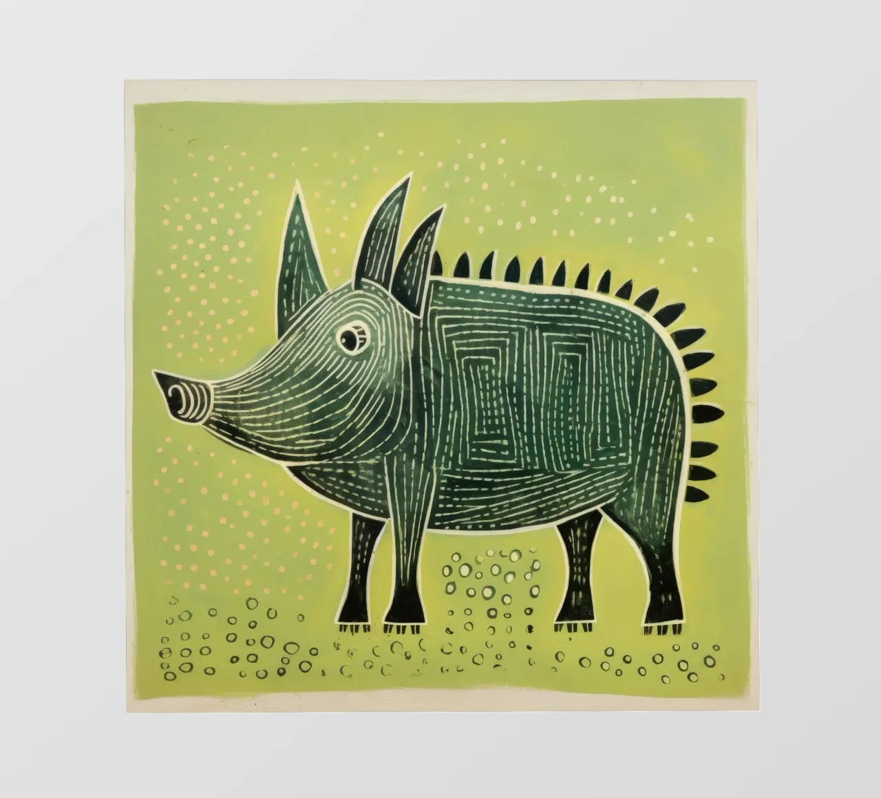 Facocero verde 2 telo in pvc da Minimal Animal Art