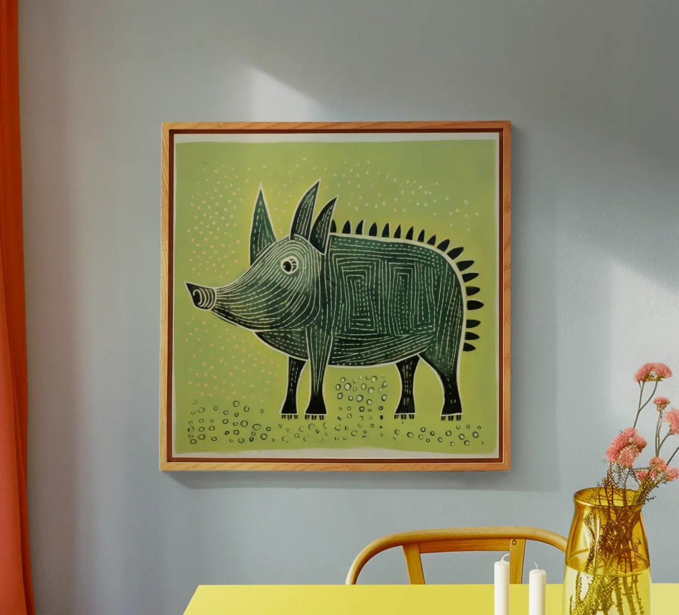 Green Warthog plexiglas de Minimal Animal Art