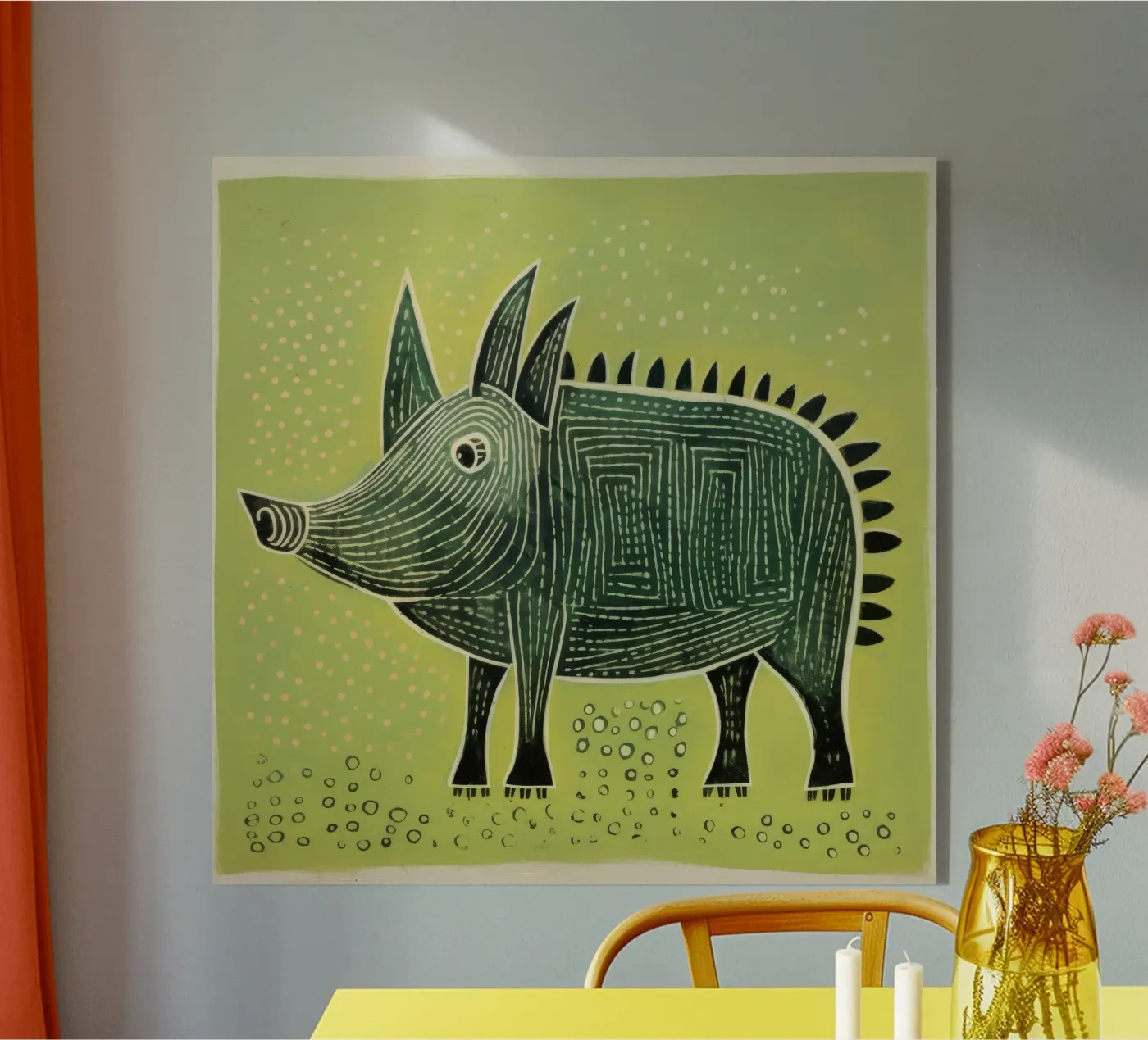 Green Warthog plexiglas de Minimal Animal Art