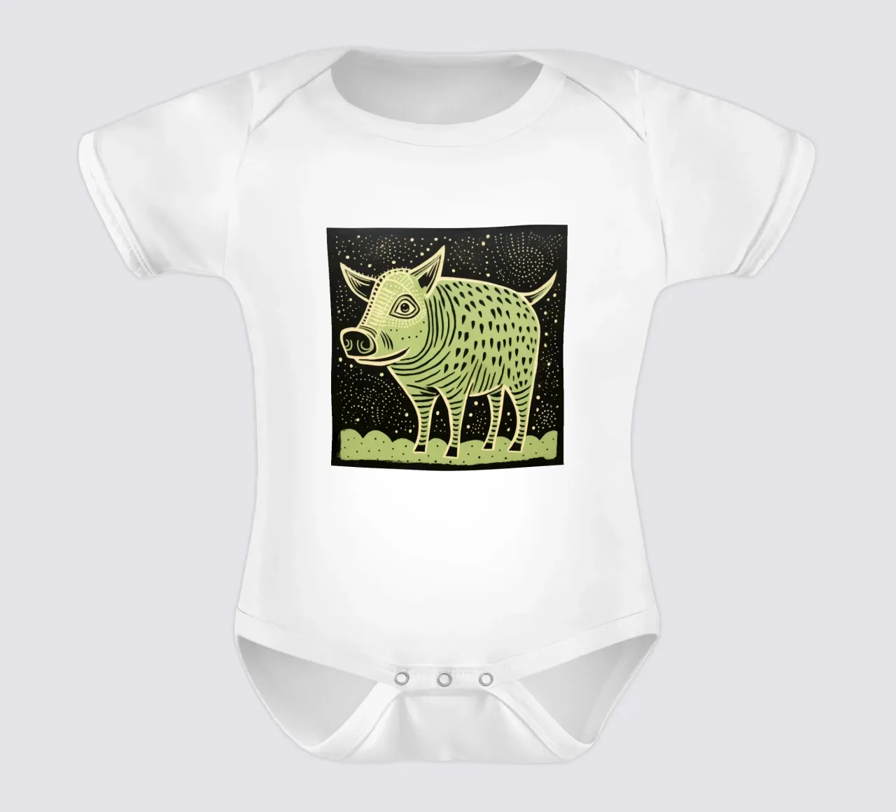 Facocero verde 3 body neonato maniche corte da Minimal Animal Art