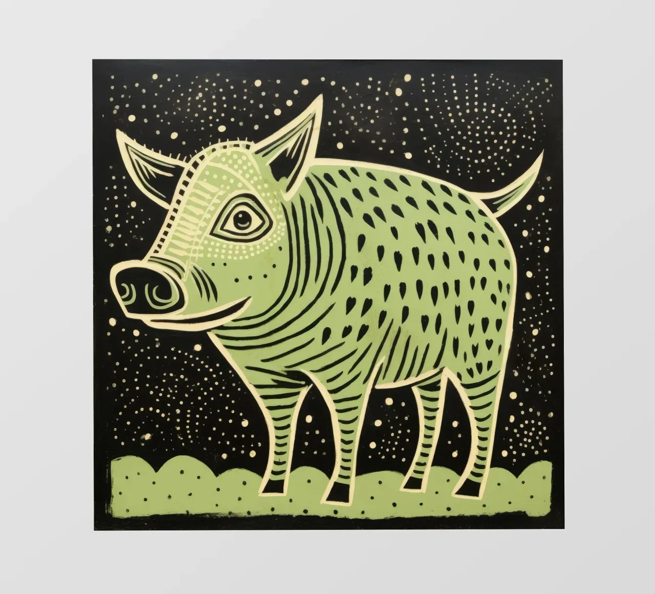 Facocero verde 3 telo in pvc da Minimal Animal Art