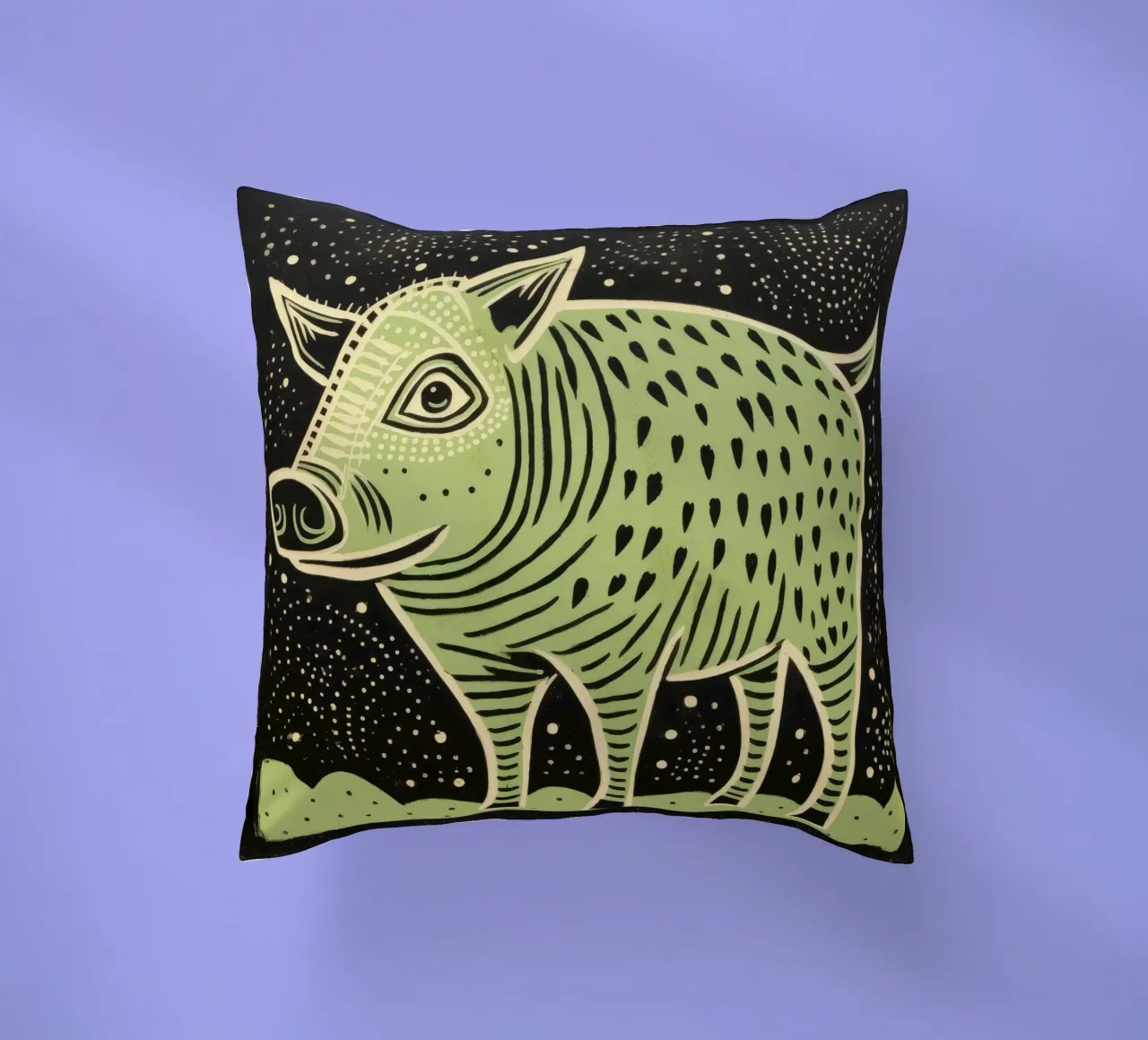 Facocero verde 3 cuscino da Minimal Animal Art