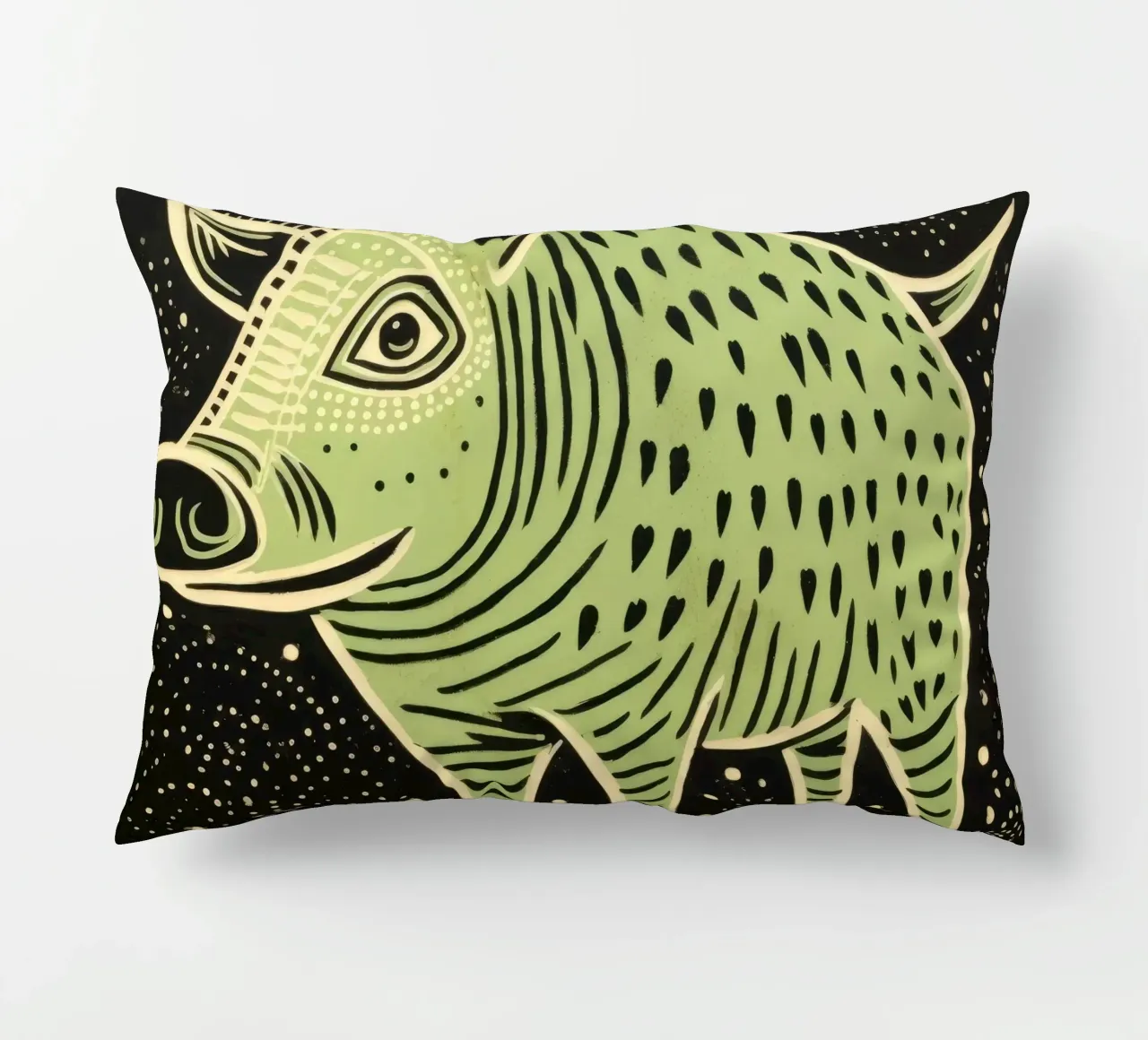 Facocero verde 3 cuscino da Minimal Animal Art
