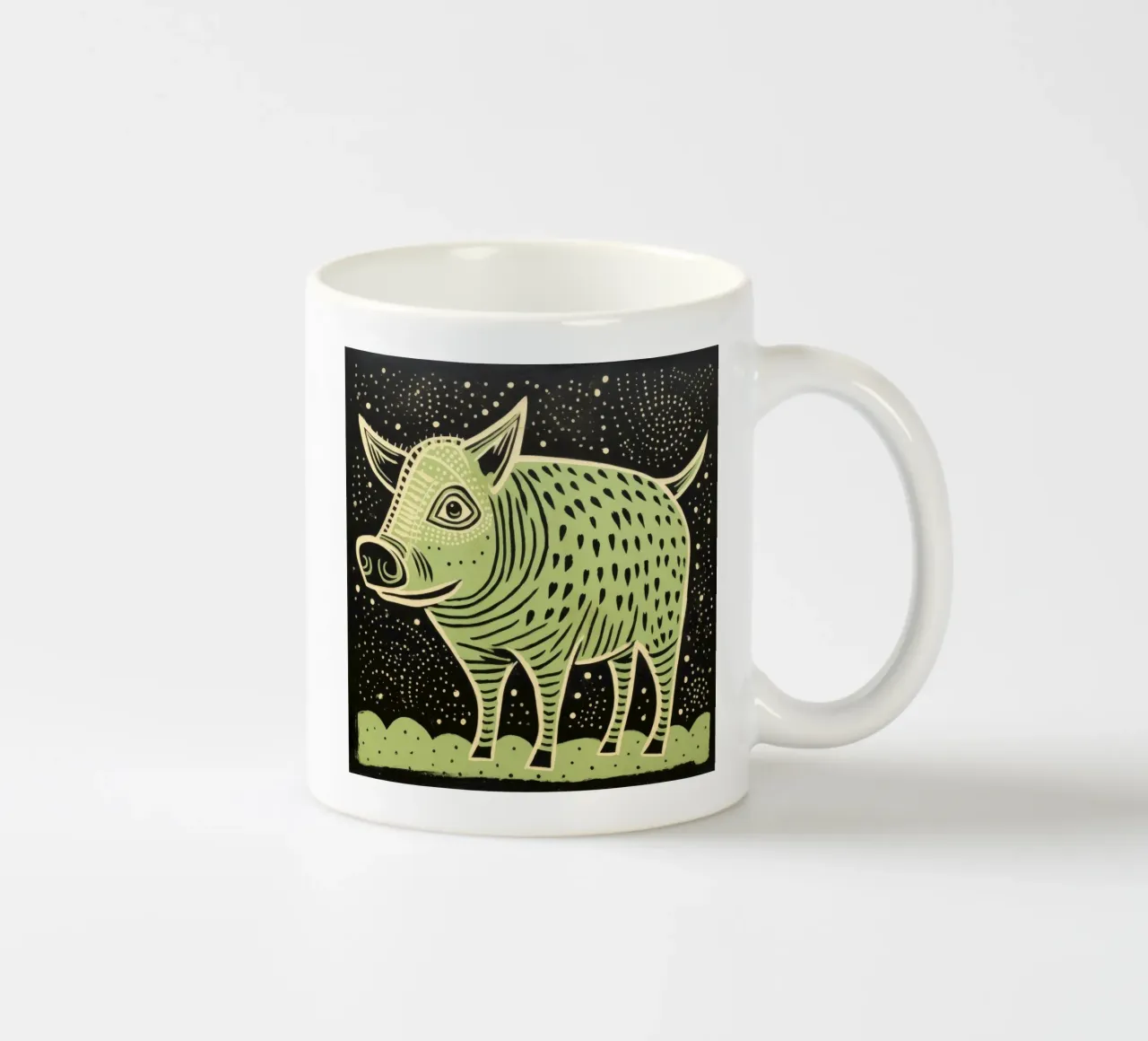 Facocero verde 3 tazza in ceramica da Minimal Animal Art