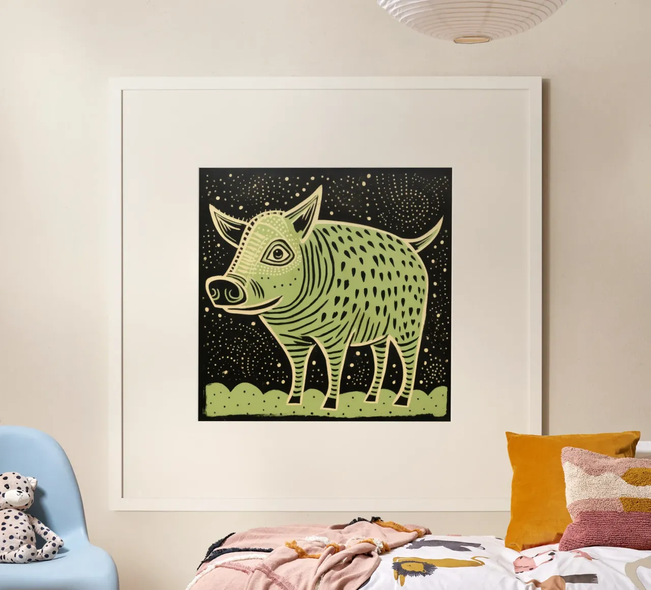 Facocero verde 3 carta hahnemühle da Minimal Animal Art