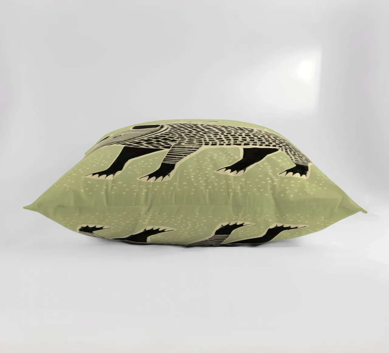 Green Warthog 4 decorative cushion by Minimal Animal Art