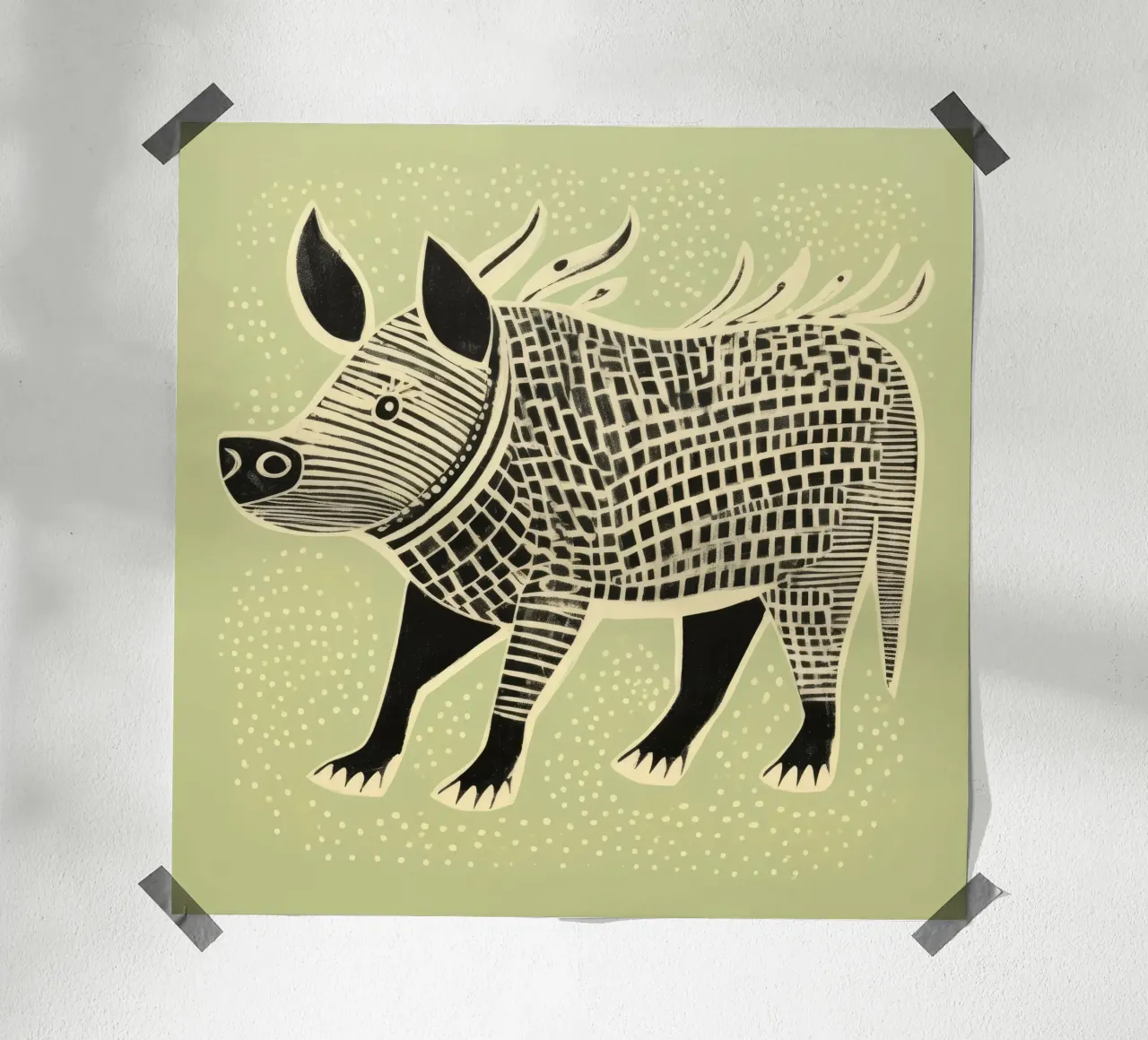 Green Warthog 4 poster by Minimal Animal Art