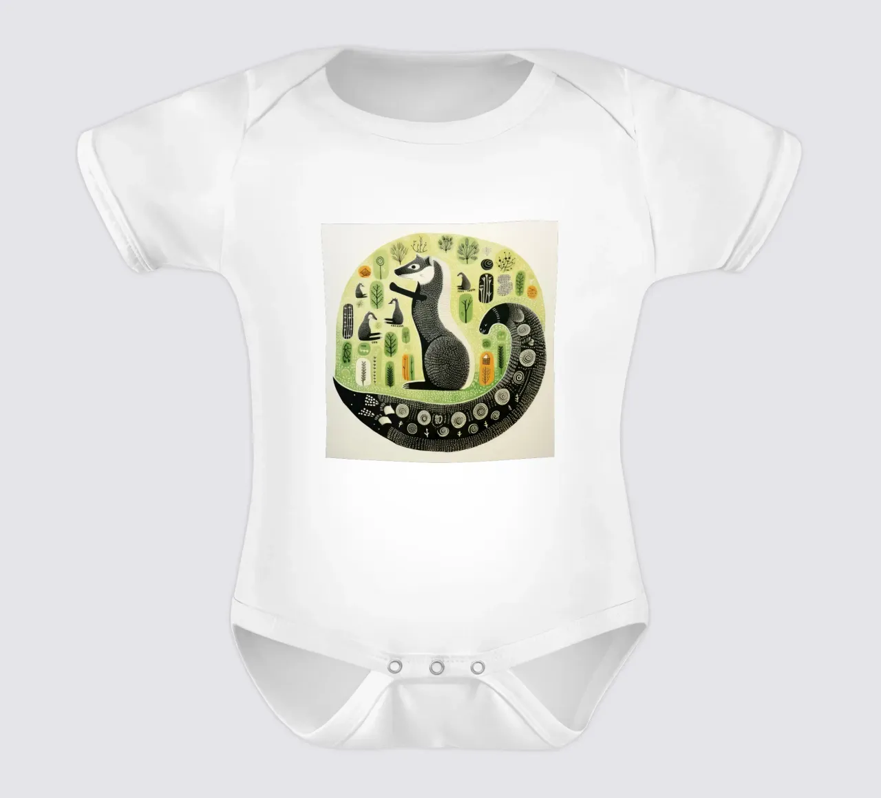 Donnola verde 1 body neonato maniche corte da Minimal Animal Art