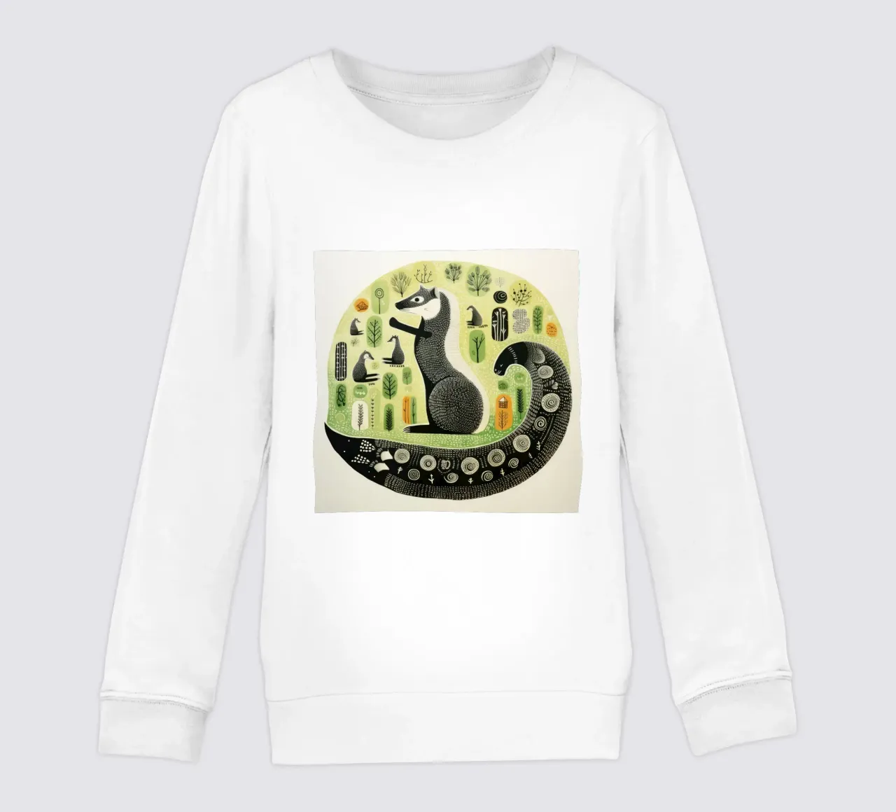 Donnola verde 1 felpa bambino da Minimal Animal Art