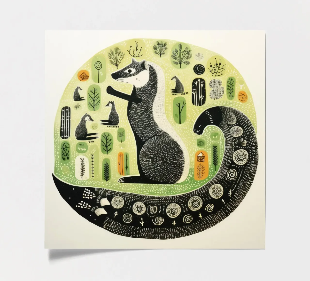 Green Weasel 1 sticker sheet by Minimal Animal Art